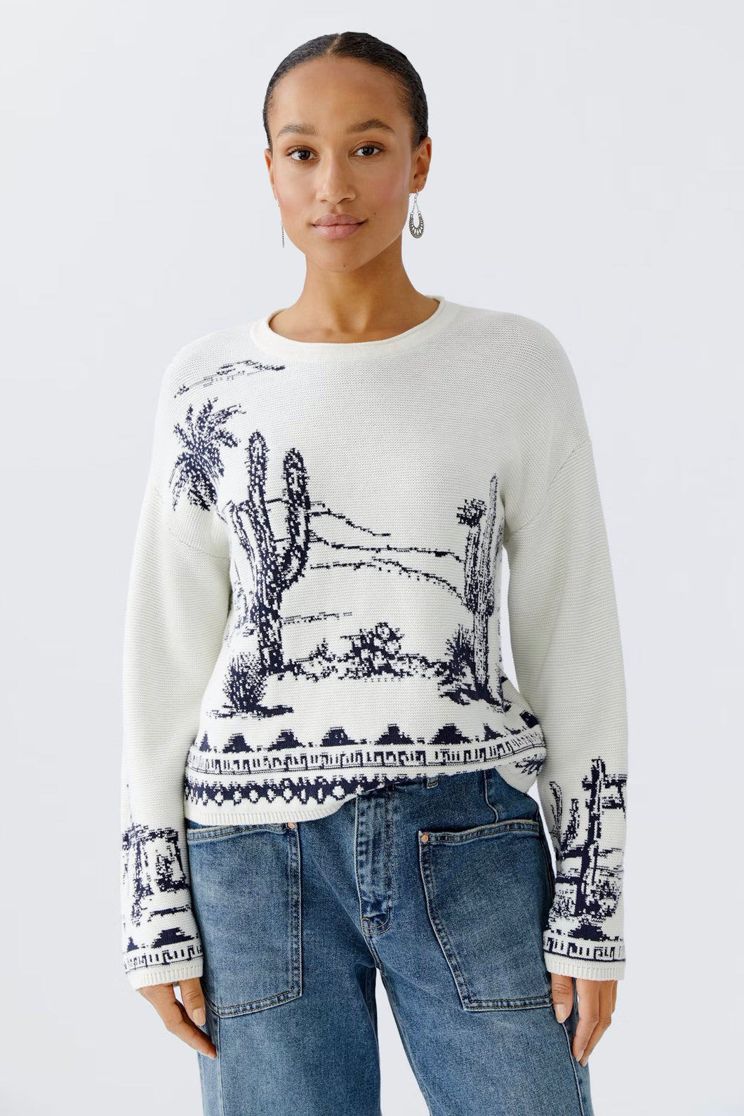 Oui - Chandail - White/Blue - 94263-2025